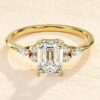 2.5ct Emerald Cut Engagement Ring with Marquise and Round Side Stones