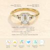 2.5ct Emerald Cut Engagement Ring with Marquise and Round Side Stones - Image 3