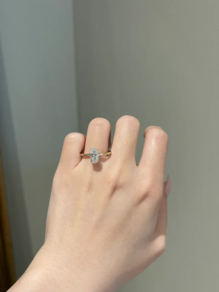2 Carat Brilliant Elongated Oval Cut Hidden Solitaire Engagement Ring