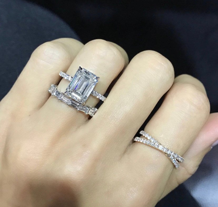 3.00 CT Emerald Cut Engagement Ring 925 Sterling Silver - Image 3