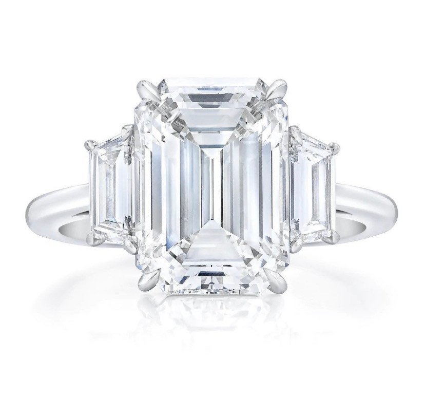 3.03 CT Emerald Cut Diamond Wedding Ring 925 Sterling Silver