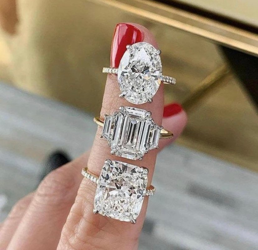 3.03 CT Emerald Cut Diamond Wedding Ring 925 Sterling Silver - Image 3