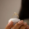 Elegant engagement ring in sterling silver with a refined profile
