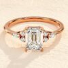 3ct Emerald Cut Engagement Ring with Marquise and Round Side Stones - Image 4