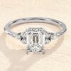 3ct Emerald Cut Engagement Ring with Marquise and Round Side Stones - Image 5