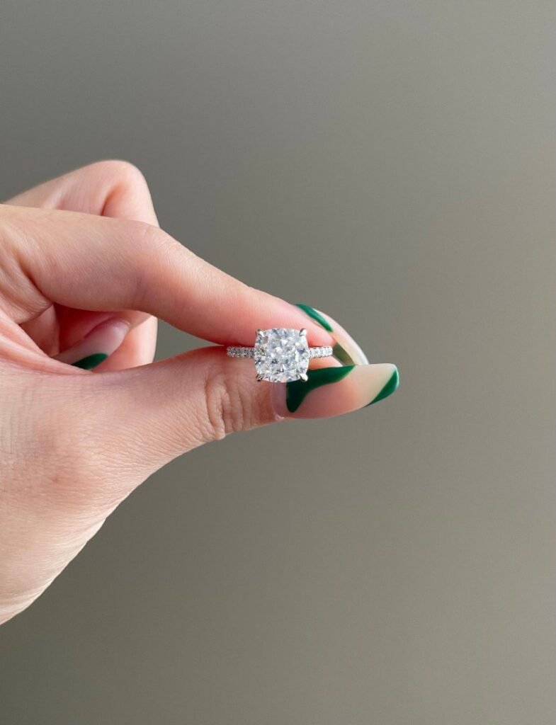 4 Carat Cushion ( Square ) Cut Engagement Ring 925 Sterling Silver