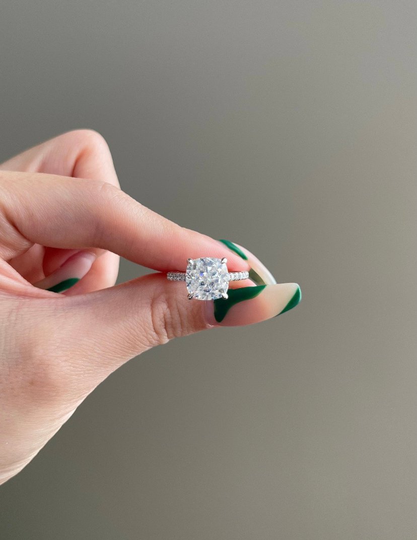 4 Carat Cushion ( Square ) Cut Engagement Ring 925 Sterling Silver - Image 4