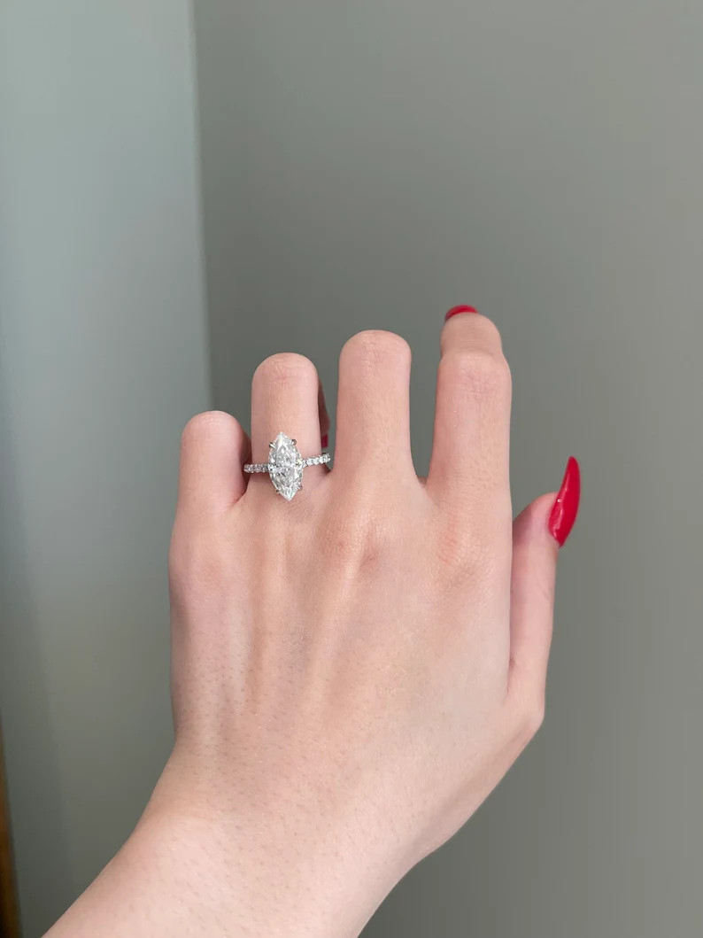 4 Carat Marquise Cut Engagement Ring - Image 3