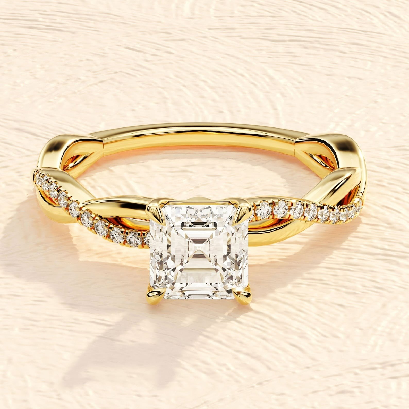 4 Prong Asscher Cut 2ct Diamond Engagement Ring