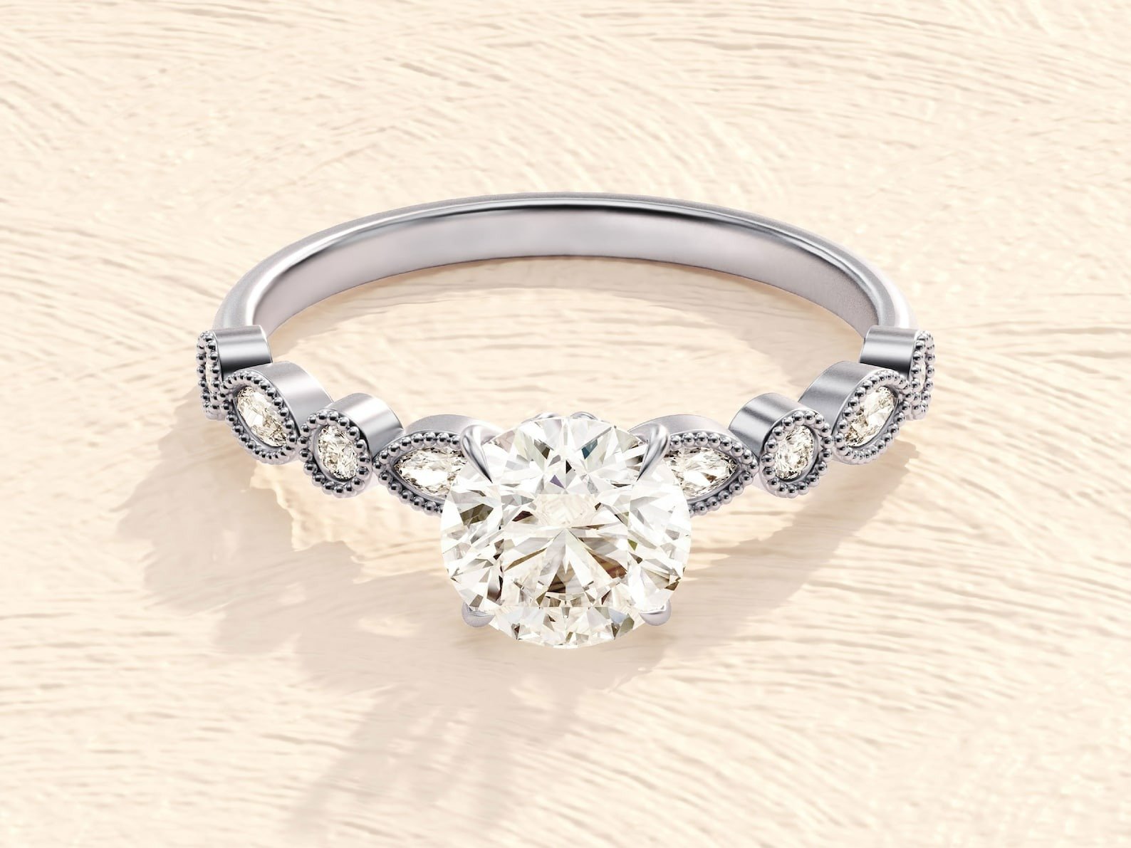 4 Prong Round Cut 2 ct Diamond Engagement Ring