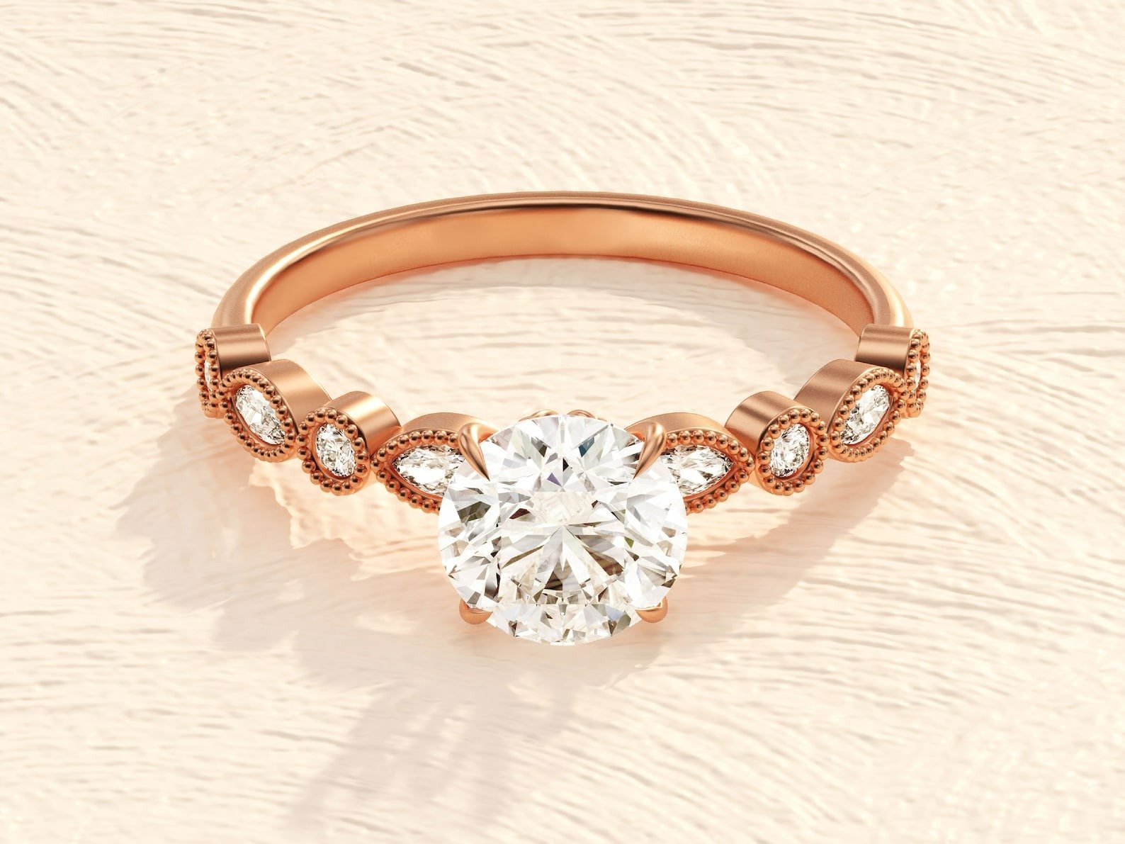 4 Prong Round Cut 2 ct Diamond Engagement Ring - Image 4