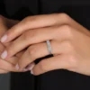 925 Silver 1 Carat Emerald Cut Diamond Wedding Band - Image 3