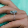 925 silver ring with pear-cut diamond and polished finish