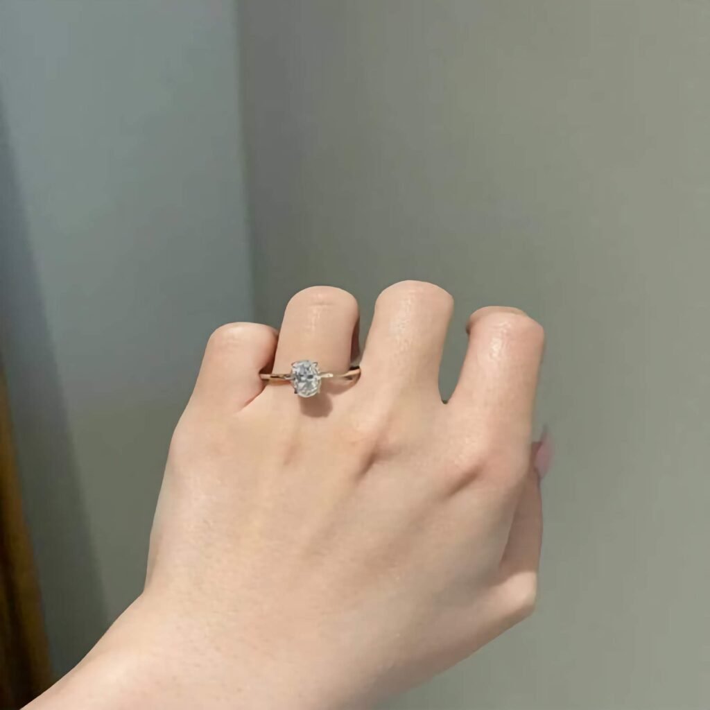925 Silver 2Ct Oval Cut Diamond Engagement Ring
