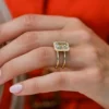 925 silver engagement ring featuring a premium CZ diamond and pave setting