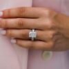 925 Silver engagement ring with radiant-cut diamond-like centre stone