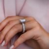 Gold-plated 925 sterling silver ring with a bright radiant-cut stone