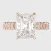 925 Sterling Silver ring with pave setting and radiant-cut centre stone