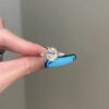 Oval cut diamond engagement ring in 925 sterling silver with gold plating