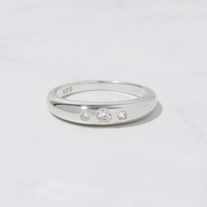 925 Silver 3 Stone Dome Ring