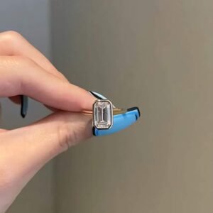 925 Silver 3CT Brilliant Emerald Cut Diamond Engagement Ring