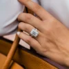 Emerald cut 925 Sterling Silver engagement ring with gold plating