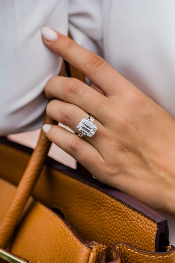 925 Silver 4.00Ct Emerald Cut Diamond Engagement Ring