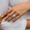 Engagement ring featuring a 4.00Ct emerald cut premium CZ diamond