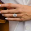 Elegant ring design with a clear emerald cut stone setting