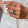 925 Silver 4.00Ct Emerald Stone Engagement Ring