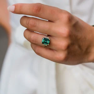 925 Silver 4.00Ct Emerald Stone Engagement Ring