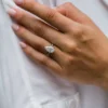 Pear cut engagement ring with a diamond-like centre stone