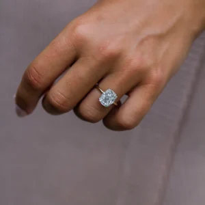 925 Silver 4.55Ct Cushion Cut Diamond Engagement Ring