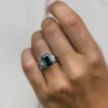 4.7 carat emerald stone engagement ring in sterling silver