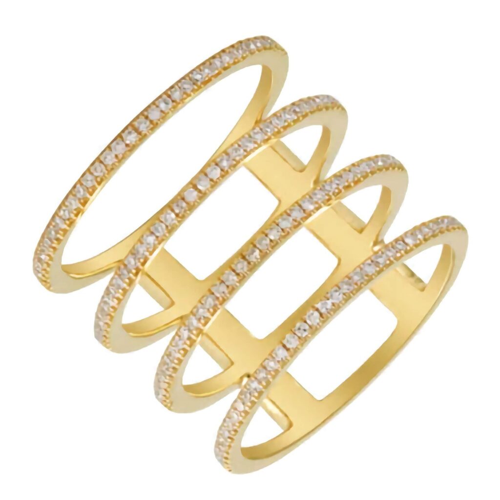 925 Silver 4 Row Pave Spaced Ring