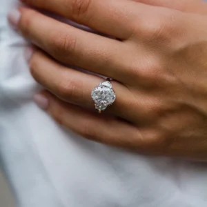 925 Silver 5.00Ct Oval Cut Diamond Engagement Ring