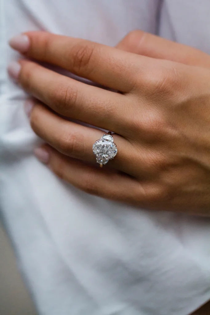 925 Silver 5.00Ct Oval Cut Diamond Engagement Ring