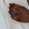 925 Silver 5.75 Carat Sapphire Stone Engagement Ring