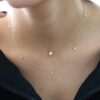 925 Silver 5 Diamond Dangle Necklace with five suspended drops