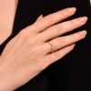 Sterling silver ring featuring a paved marquise stone arrangement