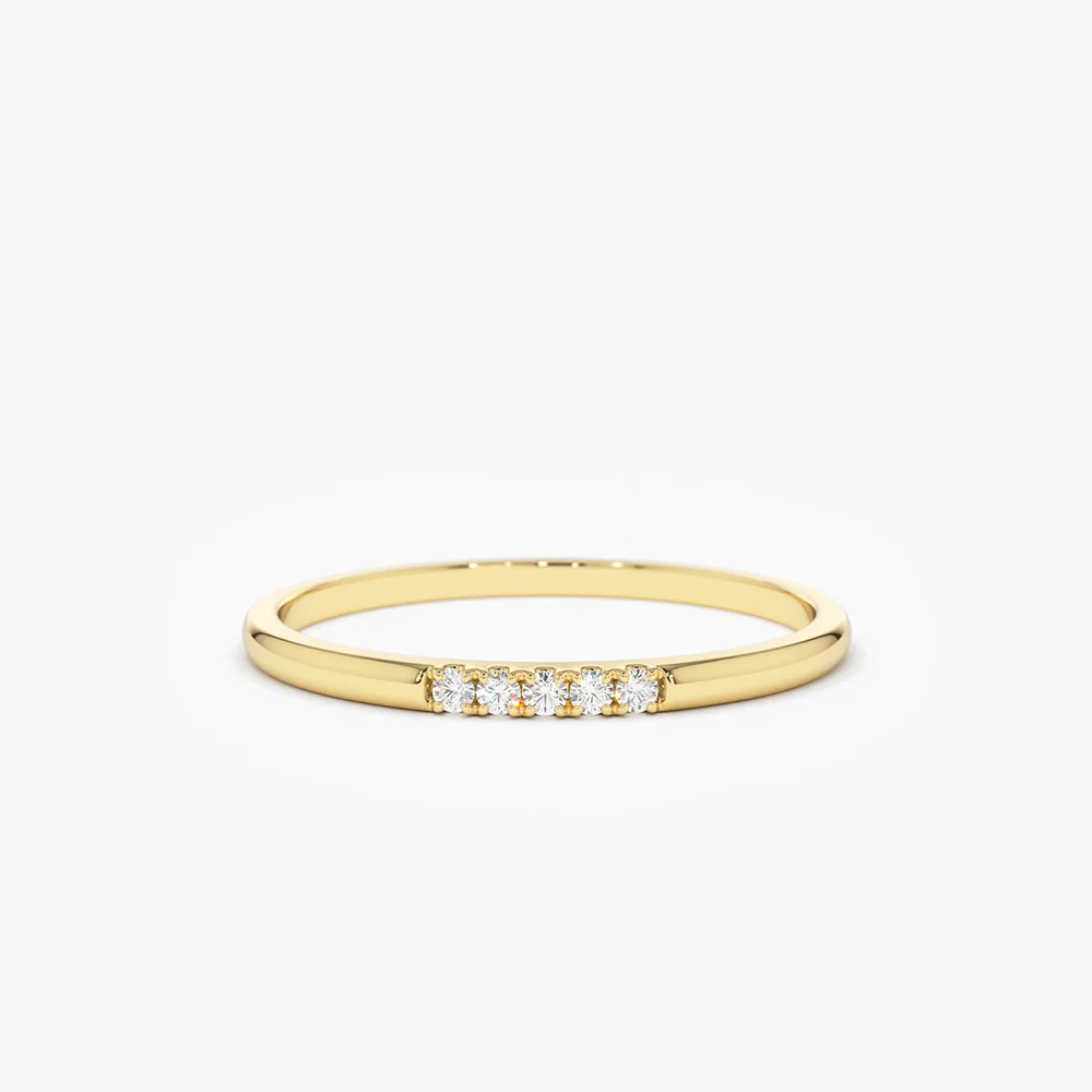 925 Silver 5 Stone Pave Diamond Band