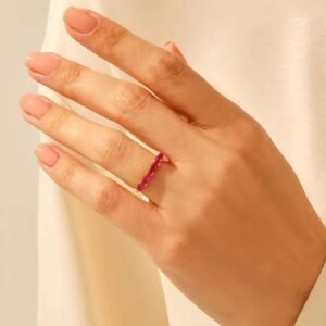 925 Silver 5 Stone Ruby Oval Ring