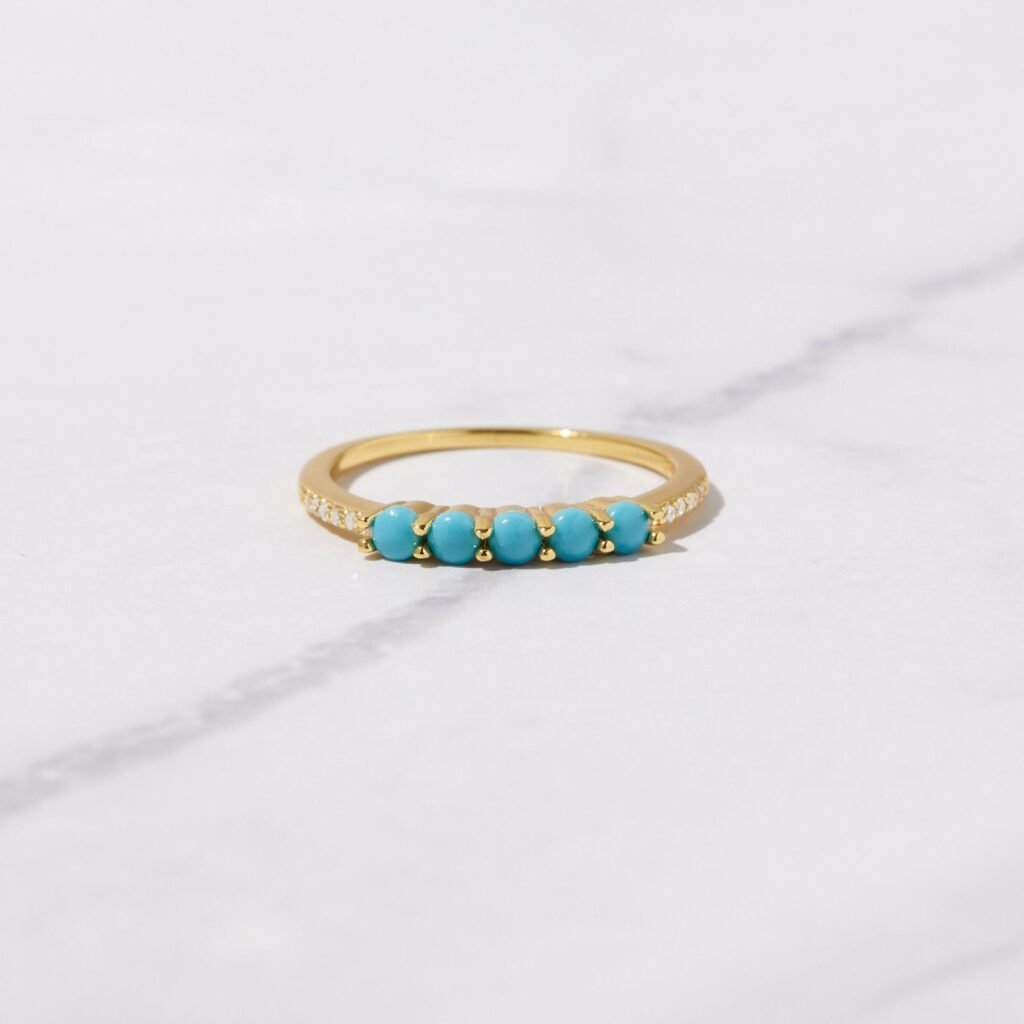 925 Silver 5 Stone Turquoise Ring