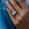 925 Silver engagement ring with blue topaz-inspired centre stone
