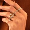 925 Silver Alternating Marquise Diamond Ring - Image 3