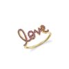 925 Silver Amethyst Love Ring with bold lettering design
