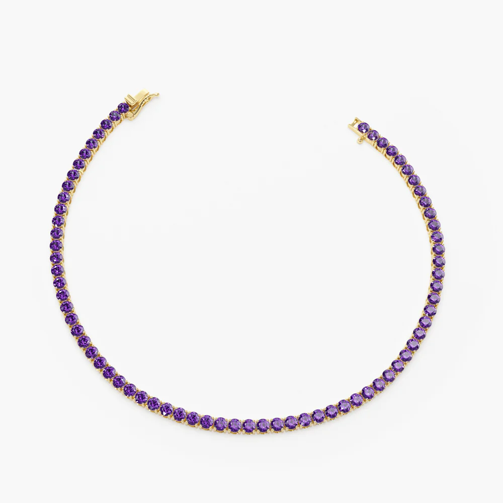 925 Silver Amethyst Tennis Bracelet