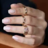 Gold-plated 925 silver ring with amethyst and CZ details