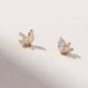 925 Silver Amore marquise diamond studs with gold plating