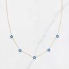 925 Silver Aqua Flower Necklace with five floral charms
